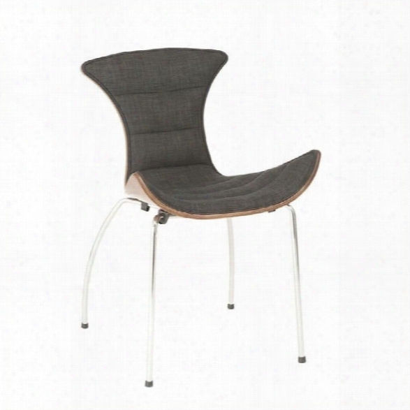 Eurostyle Stefano Dining Chair In Dark Gray Fabric And Walnut