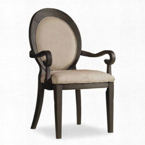 Hooker Furniture Corsica Upholstered Oval Back Arm Dining Chair In Dark Wood