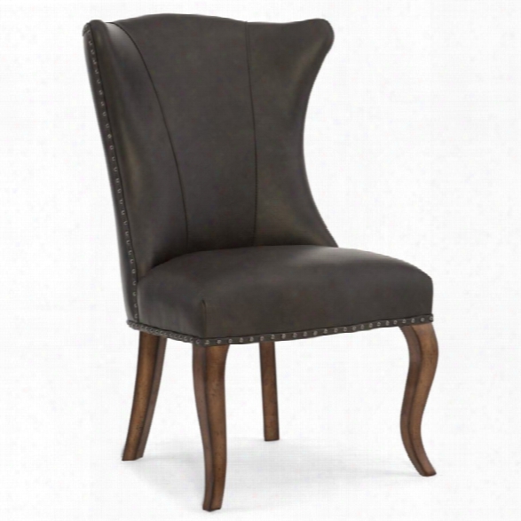 Hooker Furniture Leather Dining Side Chair In Gray