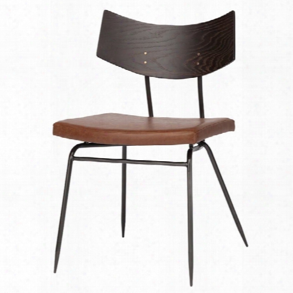 Nuevo Soli Leather Dining Side Chair In Black And Caramel