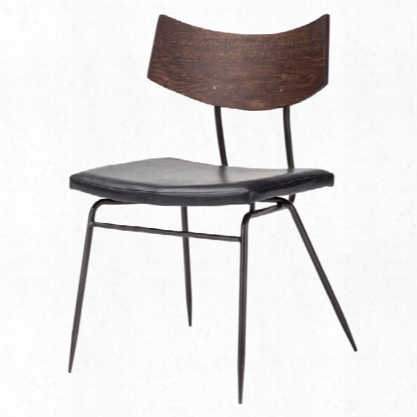 Nuevo Soli Leather Dining Side Chair In Black