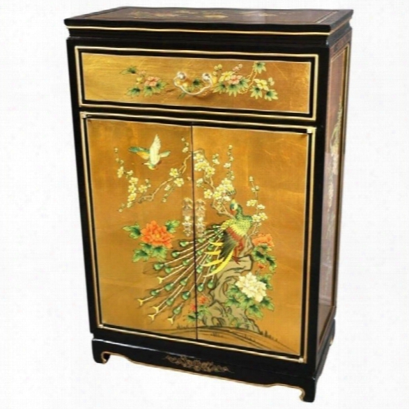 Oriental Furniture Gold Leaf Shoe Cabinet In Gold Leaf