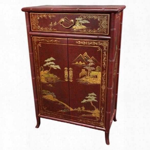 Oriental Furniture Japanese Shoe Cabinet In Red