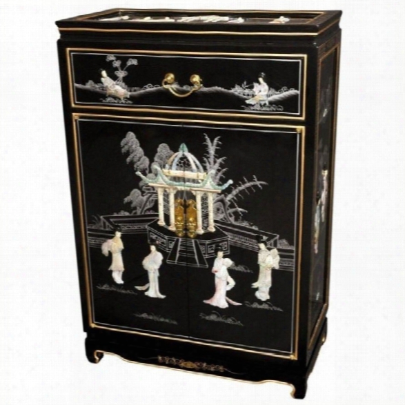 Oriental Furniture Shoe Cabinet In Black Lacquer