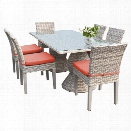 TKC Fairmont 7 Piece 80 Glass Top Patio Dining Set in Orange