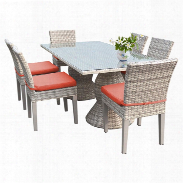 Tkc Fairmont 7 Piece 80 Glass Top Patio Dining Set In Orange