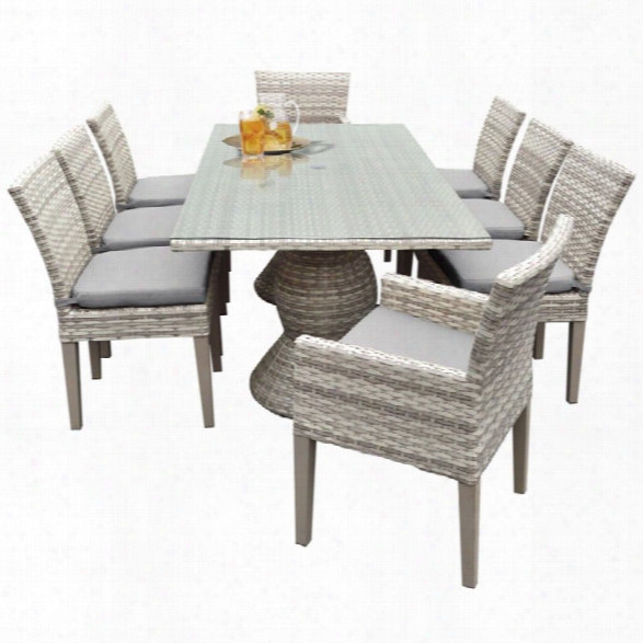 Tkc Fairmont 9 Piece 80 Glass Top Patio Dining Set In Gray