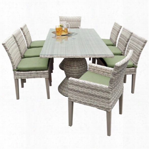 Tkc Fairmont 9 Piece 80 Glass Top Patio Dining Set In Green