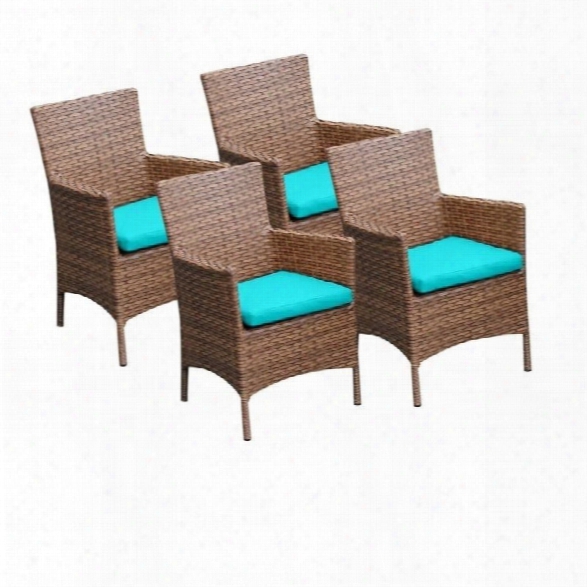 Tkc Laguna Wicker Patio Arm Dining Chairs In Aruba (set Of 4)