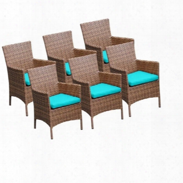 Tkc Laguna Wicker Patio Arm Dining Chairs In Aruba ( Set Of 6)