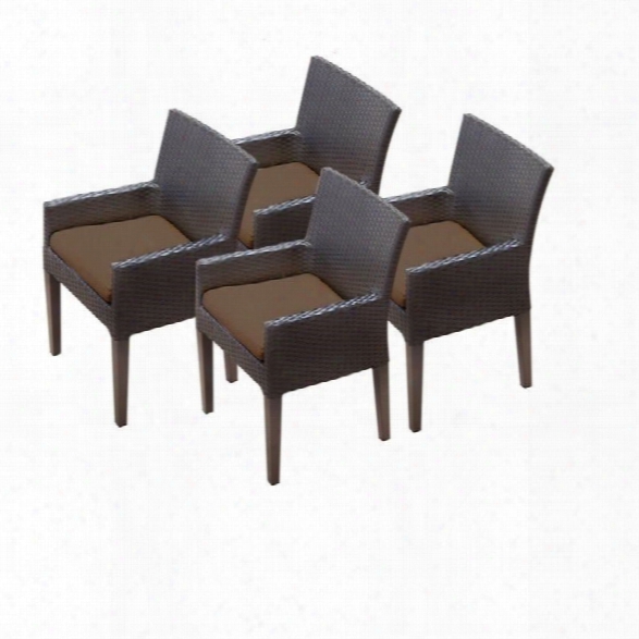 Tkc Napa Wicker Patio Arm Dining Chairs In Cocoa (set Of 4)