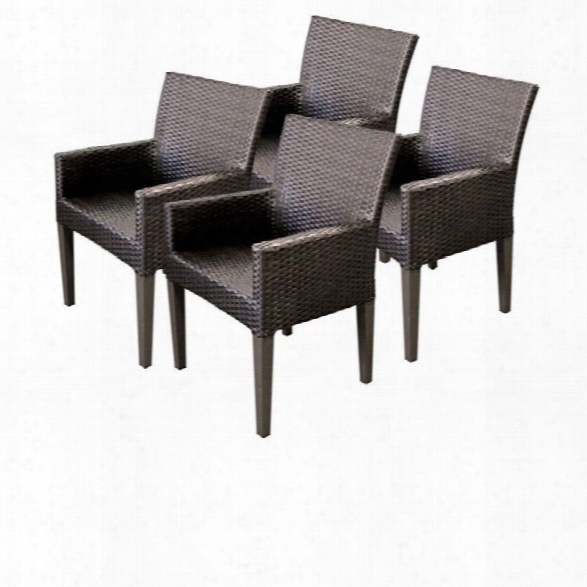 Tkc Napa Wicker Patio Arm Dining Chairs In Espresso (set Of 4)