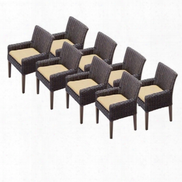 Tkc Venice Wicker Patio Arm Dining Chairs In Sesame (set Of 8)