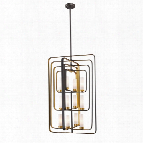 Z-lite Aideen 12 Light Pendant In Matte Opal And Bronze Gold