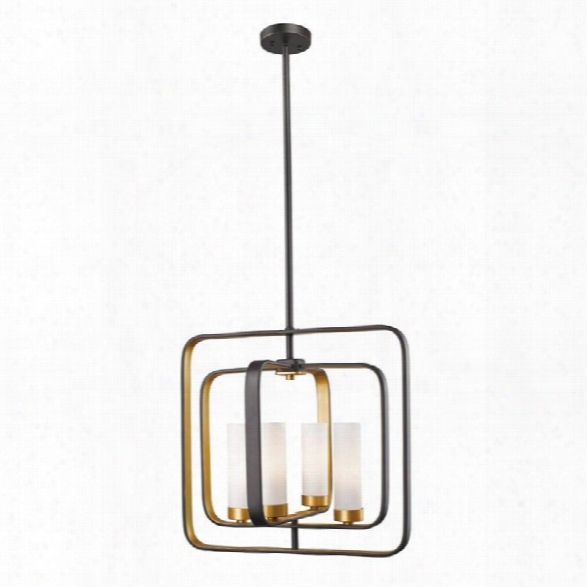 Z-lite Aideen 4 Light Pendant In Matte Opal And Bronze Gold