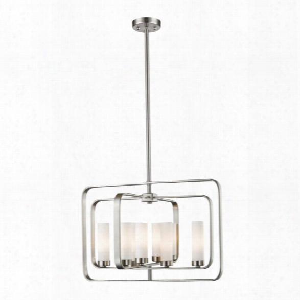 Z-lite Aideen 8 Light Pendant In Matte Opal And Brushed Nickel