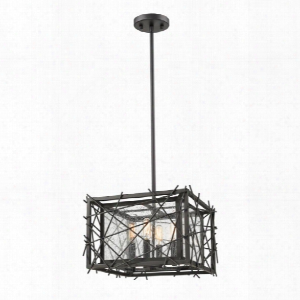 Z-lite Stanwood 4 Light Pendant In Water Wave And Bronze