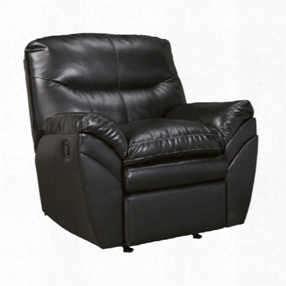 Ashley Tassler Durablend Leather Rocker Recliner In Black