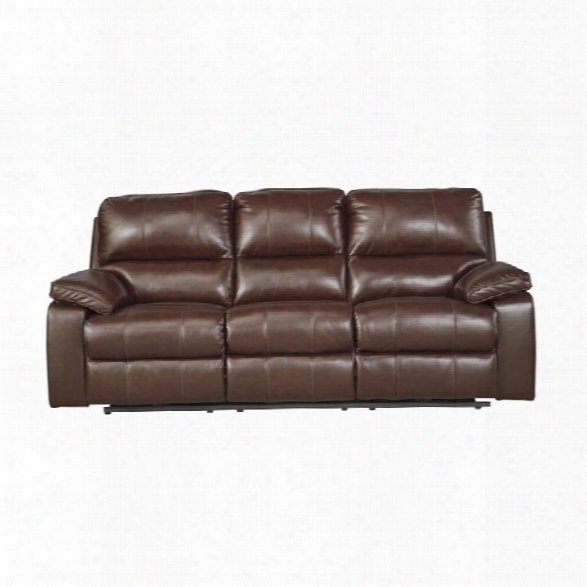 Ashley Transister Power Reclining Leather Sofa In Coffee