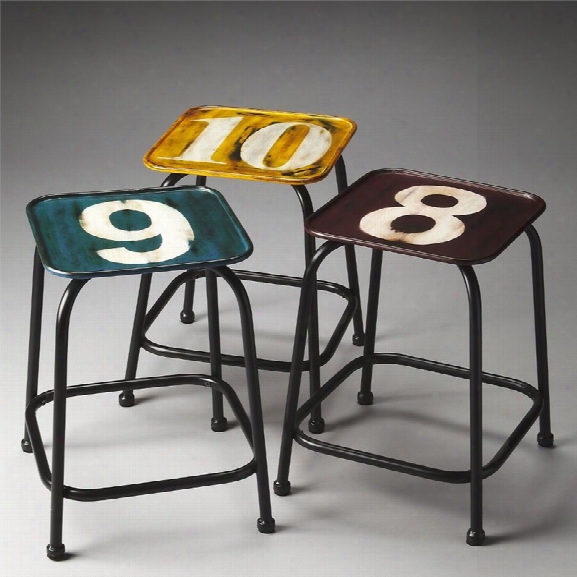 Butler Specialty Industrial Chic 3 Piece Stool Set In Industrial Chic