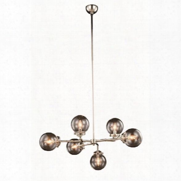 Elegant Lighting Leda 36 6 Light Chandelier In Nickel