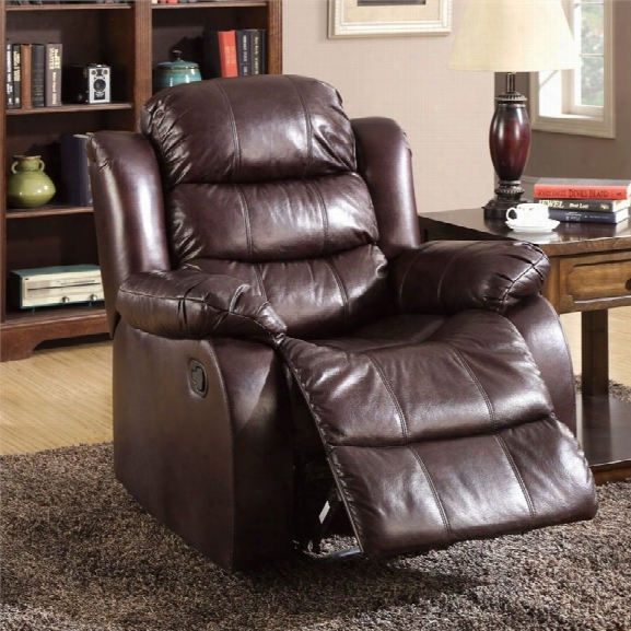 Furniture Of America Anchester Padded Recliner In Dark Brown