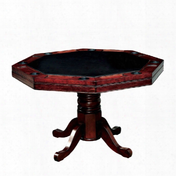 Furniture Of America Deaton Faux Leather Game Table In Cherry