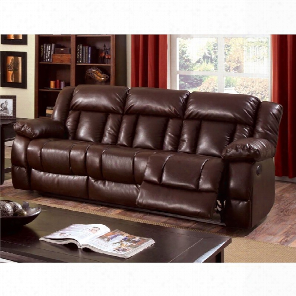 Furniture Of America Eponine Leather Power Reclining Sofa In Brown