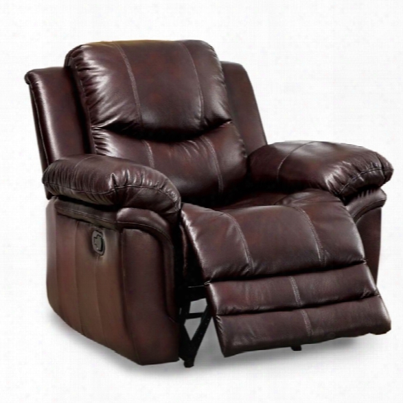 Furniture Of America Klance Leather Recliner In Brown