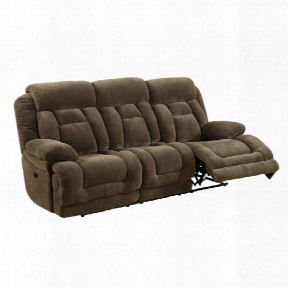 Furniture Of America Locke Tufted Power Reclining Sofa In Brown