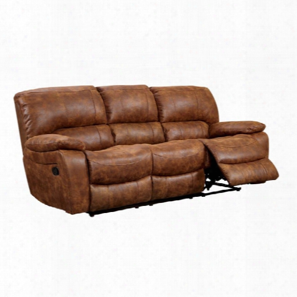 Furniture Of America Soletsi Leather Reclining Sofa In Brown