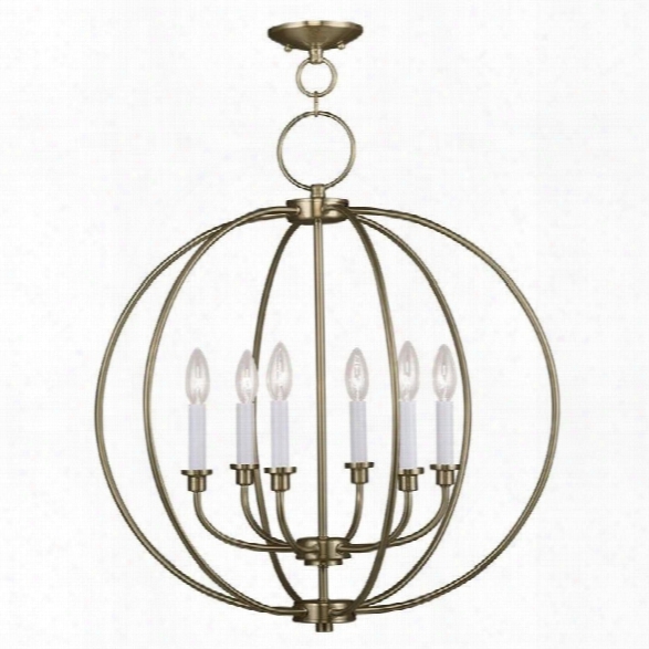 Livex Milania Chandelier In Antique Brass