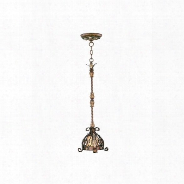 Livex Pomplano Mini Pendant In Palacial Bronze With Gilded Accents