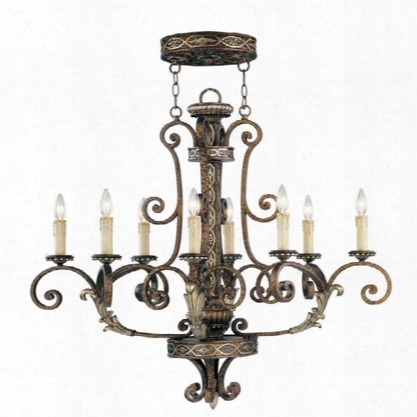 Livex Seville Oval Chandelier In Palacial Bronze With Gilded Accents