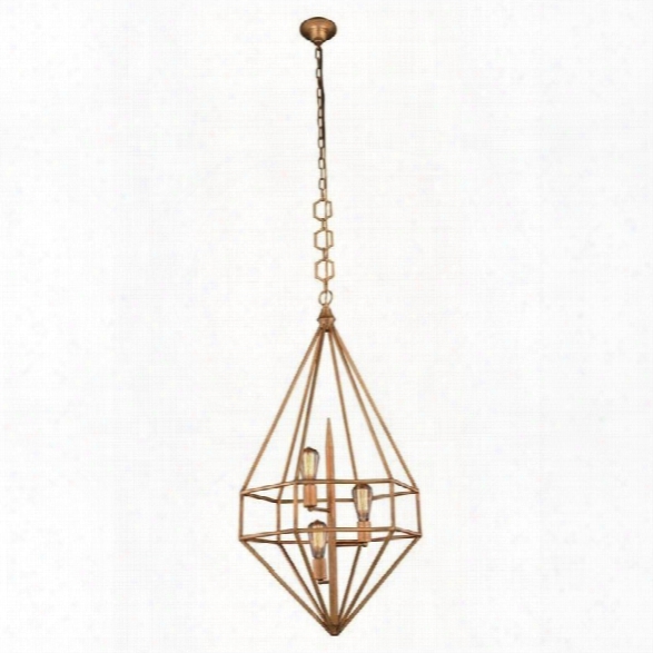 Maklaine 22 3 Light Pendant Lamp In Golden Iron