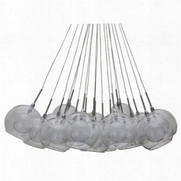 Nuevo Aura 19 Light Glass Pendant In Silver