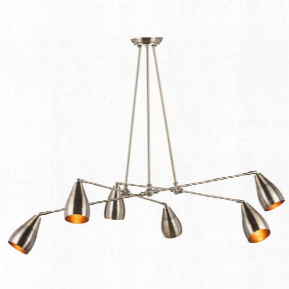 Nuevo Lanister 6 Light Iron Pendant In Antique Brass