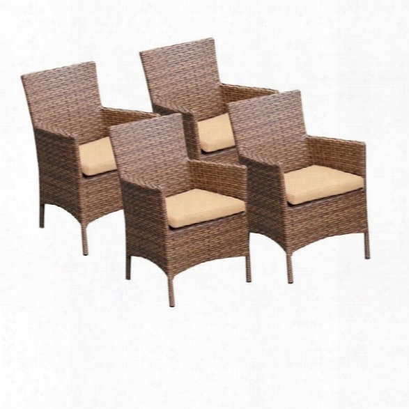 Tkc Laguna Wicker Patio Arm Dining Chairs In Sesame (set Of 4)