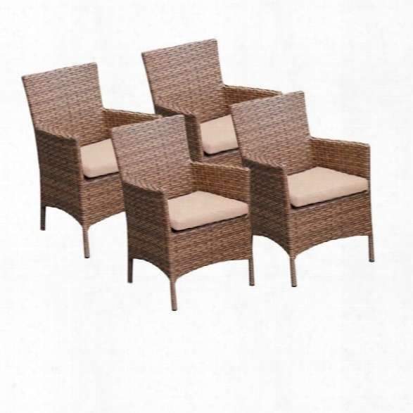 Tkc Laguna Wicker Patio Arm Dining Chairs In Wheat (set Of 4)