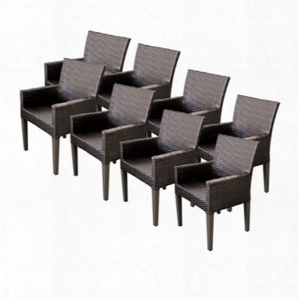 Tkc Napa Wicker Patio Arm Dining Chairs In Espresso (set Of 8)