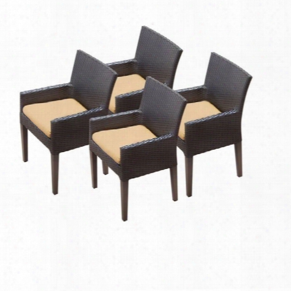 Tkc Napa Wicker Patio Arm Dining Chairs In Sesame (set Of 4)