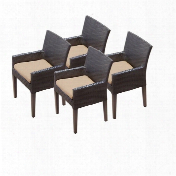 Tkc Napa Wicker Patio Arm Dining Chairs In Wheat (set Of 4)