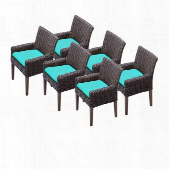 Tkc Venice Wicker Patio Arm Dining Chairs In Aruba (set Of 6)