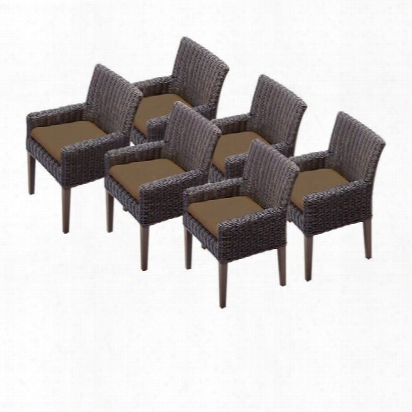 Tkc Venice Wicker Patio Arm Dining Chairs In Cocoa (set Of 6)