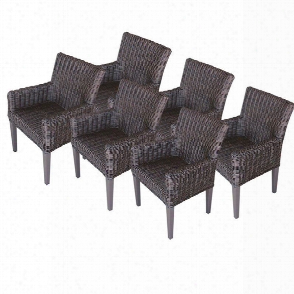 Tkc Venice Wicker Patio Arm Dining Chairs In Espresso (set Of 6)