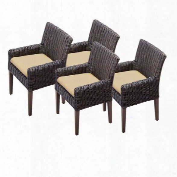 Tkc Venice Wicker Patio Arm Dining Chairs In Sesame (set Of 4)