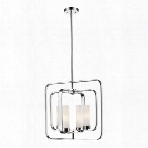 Z-lite Aideen 4 Light Pendant In Matte Opal And Chrome