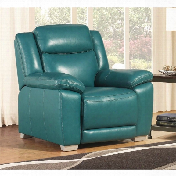 Abbyson Living Graham Top Grain Leather Recliner In Turquoise