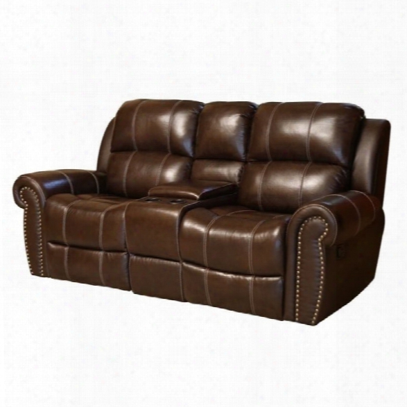 Abbyson Living Kingston Leather Reclining Loveseat In Brown