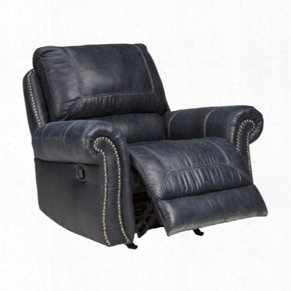 Ashley Milhaven Faux Leather Power Rocker Recliner In Navy
